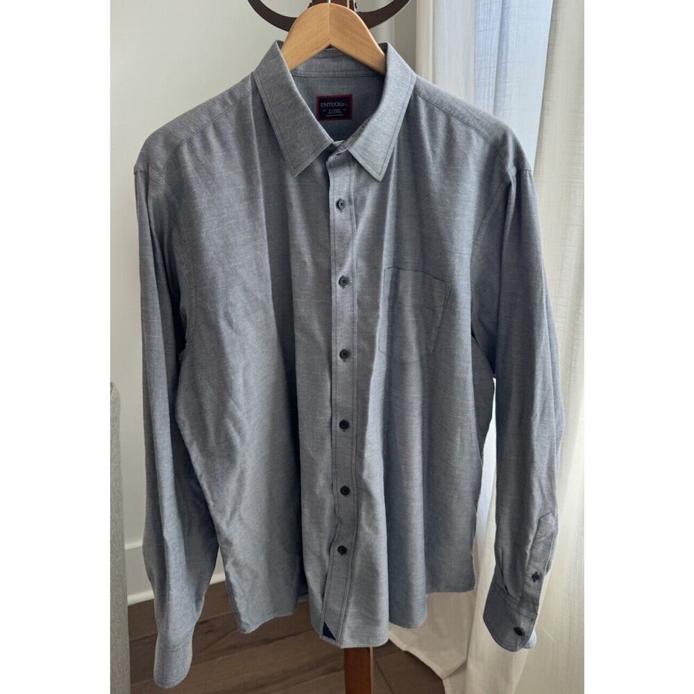 Untuckit Long Sleeve Men’s Shirt X-large, Blue, Excellent Preloved Condition